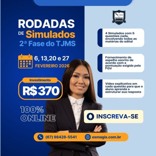 Rodadas de Simulados para a 2ª fase do TJMS – 2026